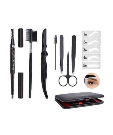 Eyebrow set Eyebrow grooming kit eyebrow brush eyebrow tint kit-Stainless Steel eyebrow kit with Tweezers Scissors Brow Groomers & Lash Combs Eyebrow Pencil for Women and Men