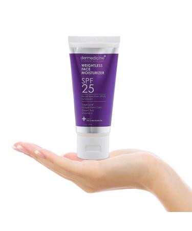 Weightless Daily Face Moisturizer & Zinc Oxide Sunscreen SPF 25 | Broad Spectrum UVA/UVB Protection | Enriched with Sage Leaf Grape Stem Cells Green Tea & Vitamin E | 2 oz / 60 g - Buy Online on GoSupps.com