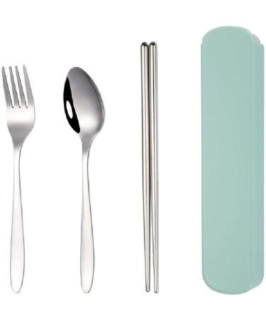 Stainless Steel Cutlery Set Spoon Fork Chopsticks Portable Three Piece Cutlery Set Green - Buy Online on GoSupps.com