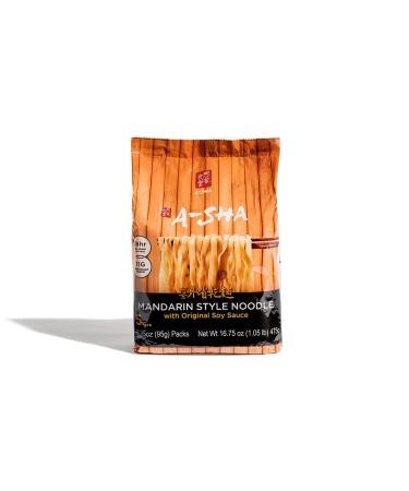 A-SHA Healthy Ramen Noodles Medium Mandarin Style with Original Sauce Vegetarian Noodles Wavy Medium-Width Noodles 1 Bag 5 Servings Original 3.35 Ounce (Pack of 5)