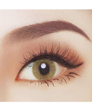 Yellow contact lenses "Amber" colored contact lenses without prescription slightly opaque including contact lens case