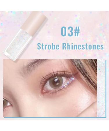 Erinde Liquid Glitter Eyeshadow Eyeliner - Korean Makeup | Tear Drop Shimmer Metallic | Lightweight Water Texture | Long Wearing Formula 03 Strobe Rhinestones - Buy Online on GoSupps.com