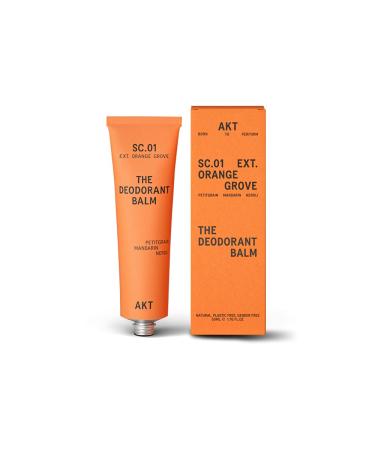 AKT THE DEODORANT BALM. Award winning multi-use natural deodorant. Plastic Free. Gender Free. Aluminium Free. 100% effective 1 tube lasts up to 3 months. SC.01 ORANGE GROVE. 1.7 Ounce SC.01 ORANGE GROVE: Petitgrain Mandarin Neroli