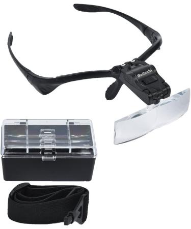 Beileshi Headband Magnifier Glasses with 2 LED Lights and 5 Interchangeable Lenses - Black - Buy Online on GoSupps.com