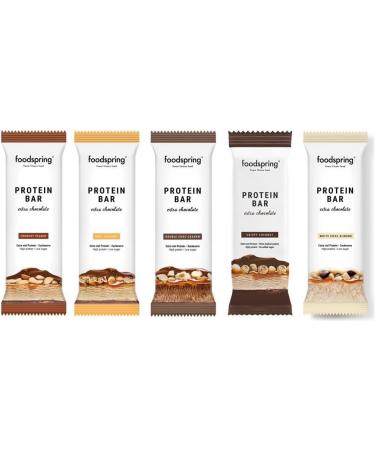 foodspring - Extra Chocolate Protein Bars Variety Pack - 15 x 45g Assorted Protein Bars - Low Sugar
