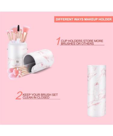 Glamour Gaze 16PCS Pink Marble Makeup Brush Set with Holder and Mask Brush - Buy Online on GoSupps.com