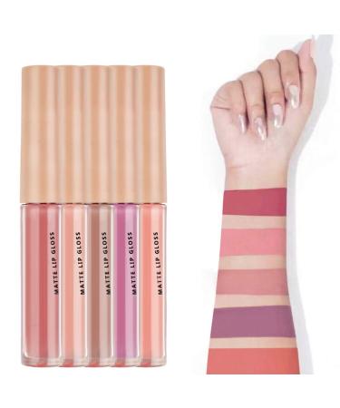 Matte Liquid Lipstick Set - Waterproof Mini Long-lasting Lip Gloss | Non-Feathering Cup Lipstick Gift Box - Beauty Makeup Set in Nude Palette - Buy Online on GoSupps.com