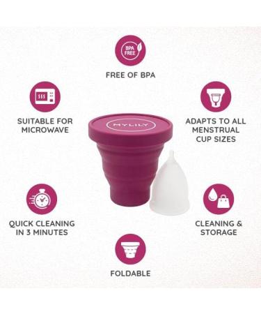 Mylily Menstrual Cup Steriliser - Foldable Microwave Cleaner for All Types of Menstrual Cups | 100% Medical Silicone | Berry Color - Buy Online on GoSupps.com