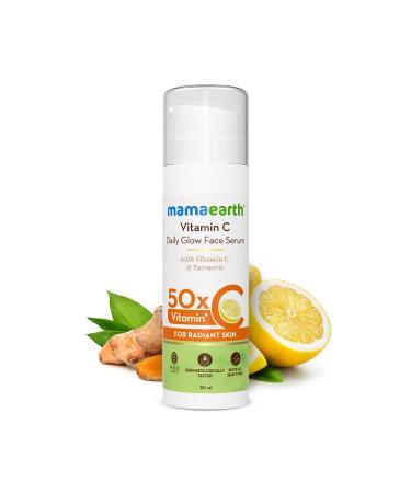 Mamaearth Vitamin C Daily Glow Face Serum - Youthful Radiant Skin with Turmeric | Lightweight Hydration for All Skin Types | 1.01 Fl Oz (30ml - Buy Online on GoSupps.com