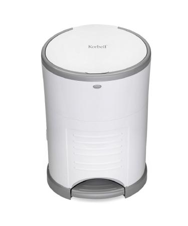 KORBELL Mini Nappy Waste Bin 9L - Economical & Ecological Pedal Bin - White - Holds 25 Nappies - Ideal for International Shipping - Buy Online on GoSupps.com