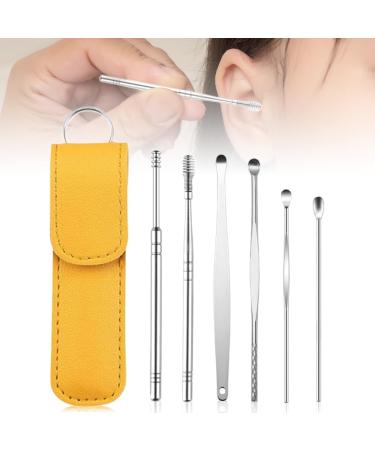 Runsgo Ear Cleaner The Most Professional Ear Cleaning Master in 2024 Ear Cleaning Kit Ear Cleaner Earwax Removal Tools with Pu Leather Case (Yellow)