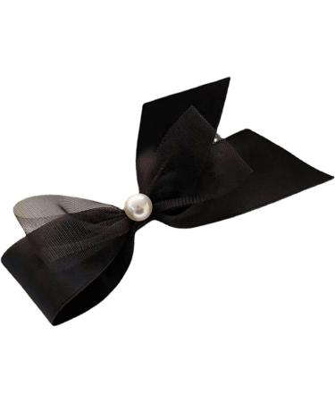 Black Satin Bow Hair Clip with Faux Pearl Decoration Men Girls Ideal for Parties Weddings Daily WearArtificial Pearl Mesh Hair Bow Pin for Women Girls - Buy Online on GoSupps.com