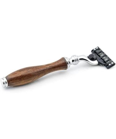 Haryali London Men's Pure Roose Wood Handle Shaving Razor - Designer Box Gift Set with 3 Different Heads: 5 Edge, Triple Edge, and DE Safety Head for Perfect Shave - Mach 3 Compatible - Buy Online on GoSupps.com