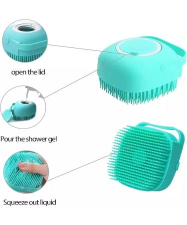 Dog Bath Brush Soft Silicone Dog Shampoo Brush | Pet Shampoo Massage Dispenser Grooming Shower Brush Bath Shampoo Massage Dispenser Shower Brush for Short Long-Haired Dogs and Cats (Blue) - Buy Online on GoSupps.com