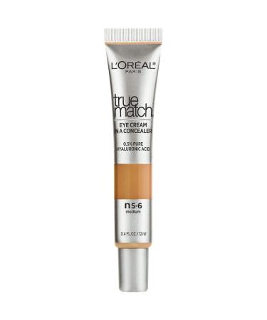 L Or al Paris True Match Eye Cream in a Concealer 0.5% hyaluronic acid Medium N5-6 0.4 fl. oz.
