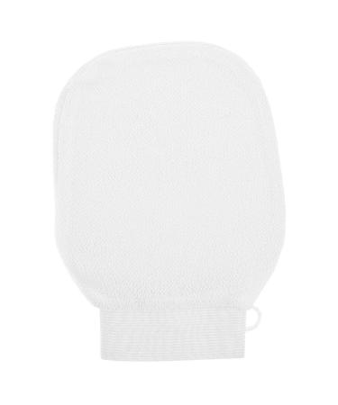 Healvian Exfoliating Gloves with Loop Bath Shower Loofah Pad Dead Skin Body Scrubber Mitten Reusable Double Sided Bathing Sponge for Deep Cleansing White