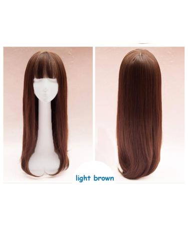 Women's Wig Attachment - Straight Hair with Bangs - 6.6cm 130g Light Brown || International Shipping Available - Buy Online on GoSupps.com