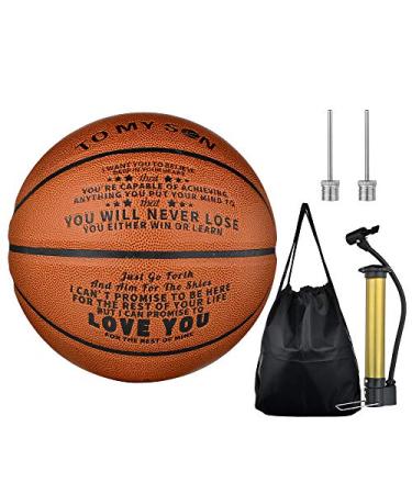 CaleesLLC to My Son 29.5 Inch Basketball Engraved You Will Never Lose Encouragement Gift for Graduation Birthday