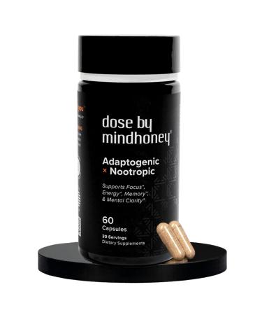 MINDHONEY Dose 60ct - Premium Nootropic Adaptogen Brain Supplement - Support Memory, Focus, Energy, and Mood - Lion's Mane, Cordyceps, Chaga, Reishi, Ashwaganda, L-Theanine, Vitamin B, and More - Buy Online on GoSupps.com