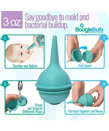 BoogieBulb Baby Nasal Aspirator - BPA & Latex Free - 3 oz Green Bulb Syringe for Toddlers & Adults - Cleanable & Reusable - Buy Online on GoSupps.com