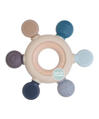 Teething Ring by LoveyLu  Silicone Teether Toy for Newborn  Chewable Toys for Babies  Teethers for Soothing Gum Pain  BPA Free  Blue