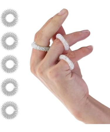 2 Hedgehog Ball Massagers & 5 Acupressure Finger Rings - Silvery Decompressors for All Ages - Buy Online on GoSupps.com