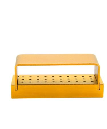 Dental autoclavable box dental disinfection holder box 30 hole disinfection box made of aluminum for dental drill block holder car -clavable dental tool (golden)