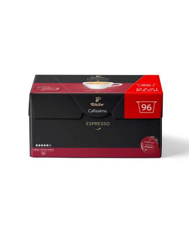 Tchibo Cafissimo Espresso Coffee Capsules (96 pcs) - Strong Intensive Sustainable & Fair Trade - 720g Storage Box - Buy Online on GoSupps.com