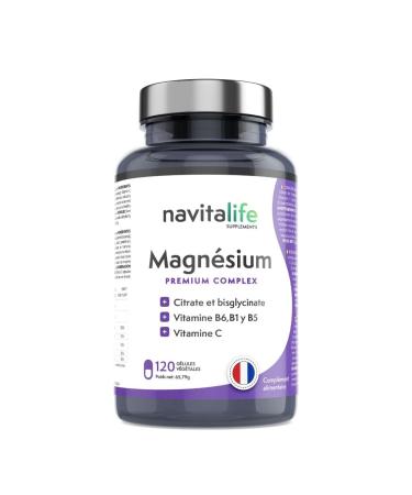 Elemental Magnesium 360mg - Magnesium Citrate 1545mg + Magnesium Bisglycinate 600mg with Vitamins C B6 B1 B5 | Reduces Fatigue & Muscle Pain | 120 Vegetable Capsules.