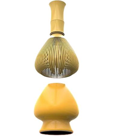 Ceremonial Tea Whisk Traditional Whisk Handmade Stirrer Mixer Brush with Holder for Authentic Tea Preparation Yellow - Buy Online on GoSupps.com