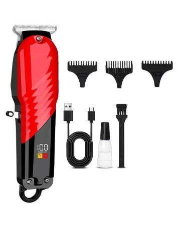 Pro Hair Clipper Professional Rechargeable Detail Hair Trimmer with T-Wide Blade Men Electric Clipper(Color:Red)