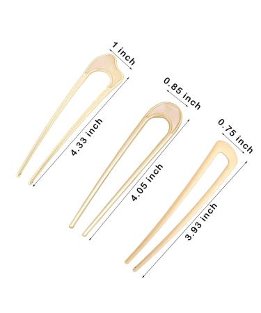 3 Pack U-Shaped French Hair Pins | Gold Hair Sticks for Women | Chignon Bun Hair Accessories - Buy Online on GoSupps.com