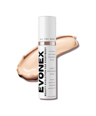 Evonex Age Defying Foundation Anti-Aging Tinted Moisturizer Cream Foundation Serum for Women a Gift That Makes Mom Look Younger Light Sheer Coverage Tinted Face Sunscreen (01)