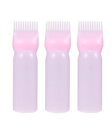 ERINGOGO Lot de 3 Flacons de Teinture Capillaire en Plastique Rose Applicateur Peigne Int gr Flacons Doseurs Gradu s pour Coloration Application Sans Eau et Soin du Cuir Chevelu