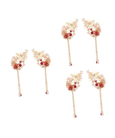 Beavorty 3 Pairs rhinestone Hair Combs chinese hair clips with tassel japanese hair pins for women japanese flower hair pin flower tassel hair clip retro decor barrettes woman girl geisha