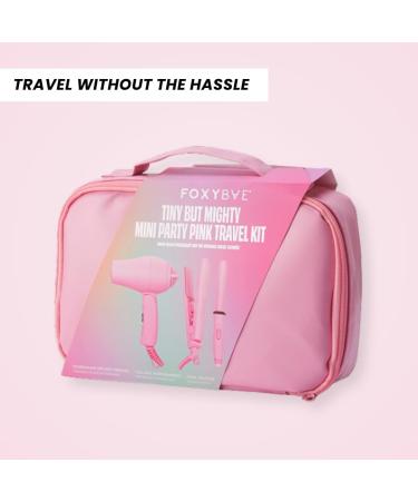 FoxyBae Mini Travel Hair Styling Tools Kit - Flat Iron Curling Iron & Dual Voltage Blow Dryer in Party Pink | Perfect for International Travel - Buy Online on GoSupps.com