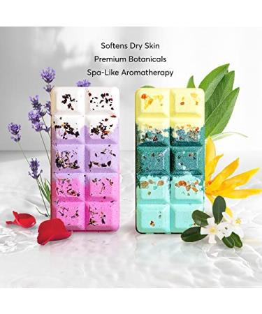 Sutera Beauty Bath Bars - Aromatherapy Bomb Bars Set for Relaxation and Stress Relief - Ylang Ylang, Neroli, Sage, Lavender, Rose - 2 Bars, 20 Squares - Buy Online on GoSupps.com