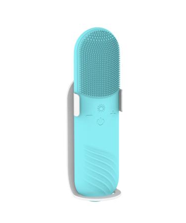 Silicone Facial Cleansing Device Electric Facial Washing Brush Blackhead Cleaner Temperature Sensing Importer Portable Massager Blue (Blue)