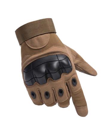 Bethspec Touch Screen Full Finger Tactical Gloves for Men Military Hard Knuckle Motorcycle Paintball Climbing khaki Medium