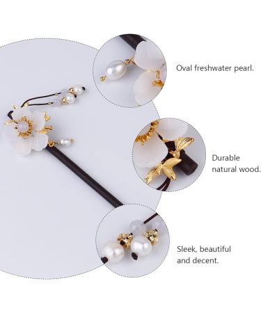 Mobestech Pearl Wood Hairpin Flower Pearl Hairpin Pearl Hair Stick Ancient Style Hair Stick Floral Hair Hairpin Wood Hair Stick Vintage Hair Stick Fork Pen Chinese Style Wooden Hair Pin Miss - Buy Online on GoSupps.com