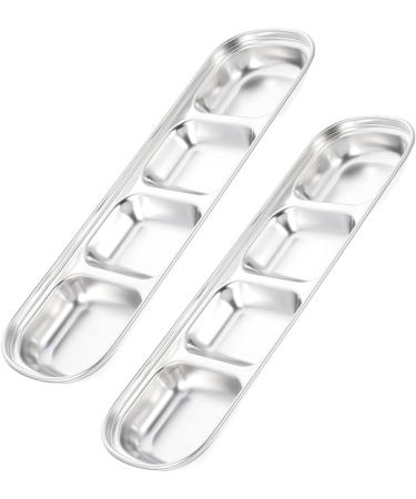 8 Pcs Stainless Steel 4 Compartments Mini Saucer Stainless Steel Dish Soy Sauce Plates Non-magnetic Soy Sauce Vegetables Silver Soy Sauce Dishes Chip and Dip Serving Set ( Color : Silverx4pcs Size : 26.6X8.1CMx3pcs Silverx4pcs - Buy Online on GoSupps.com