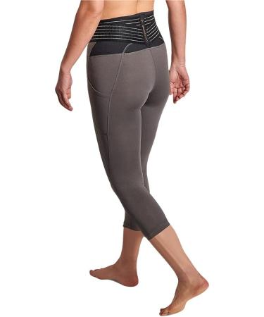 Tommie Copper Women's Pro-Grade Lower Back Support Capris | Adjustable Breathable UPF 50 | Low Back Muscle Support - Slate Grey - Small | International Shipping Available - Buy Online on GoSupps.com