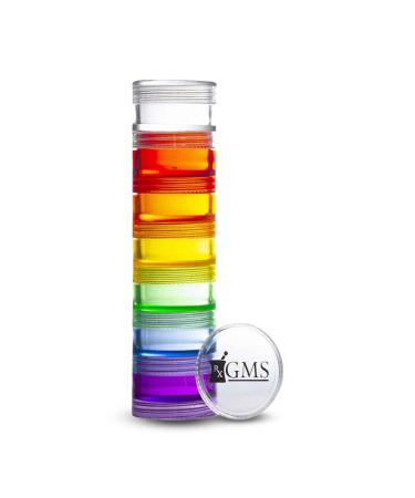 GMS 7 Day Medicine Pill Organizer - Stackable Pill Box Extra Small Size Ideal for Travel - Fits Small Tablets Pills & Vitamin Supplements - Keep Your Daily & Weekly Medicine Organized in One Place Rainbow