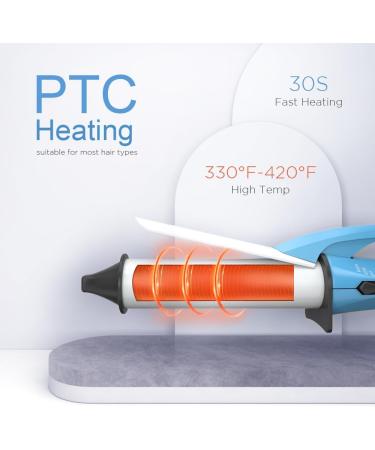Mini Curling Iron for Short Hair | Travel Size 1" Ceramic Wand - Fast Heat-Up Adjustable Temp Portable Hair Curler in Blue - Buy Online on GoSupps.com