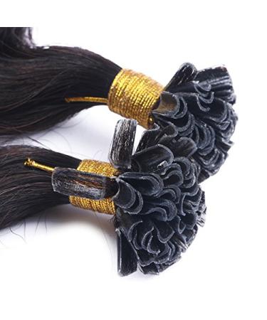 Keratin Bonding Corrugated Hair Extensions 50cm - 150 Strands Black Brown (#1B) - 100% Remy Wavy Real Hair Easy to Use 1g/Strand - Buy Online on GoSupps.com