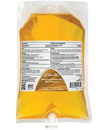 Betco 7512900 Clario Foaming Anti-Bacterial Skin Cleanser 1 Liter Yellow (Pack of 6)