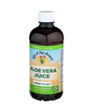 Lily of the Desert Aloe Vera Juice Drink, USDA Certified Organic Inner Fillet, Vegan Dietary & Immune Support, Gluten Free Liquid Digestive Aid, No Water Added, 32 Fl Oz