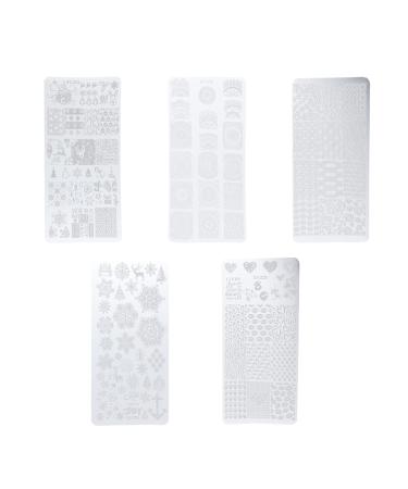 FRCOLOR Nail Art Stamping Plate Set 5 Pieces Christmas Motif Nail Stamping Plate with 1 Piece Stamp 1 Piece Scraper for Nail Desigh