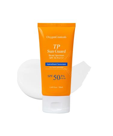 OxygenCeuticals TP Sun Guard - SPF 50+ Reef-Friendly Oxybenzone & Octinoxate Free Lightweight & Hydrating Daily Sunscreen with Chamomile Scent No White Cast. 1.69 fl.oz (50ml)