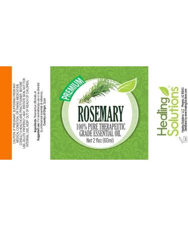 Healing Solutions Rosemary Essential Oil - 60ml (2 oz) - Pure Therapeutic Grade Aroma for Wellness & Relaxation - International Shipping Available - Buy Online on GoSupps.com